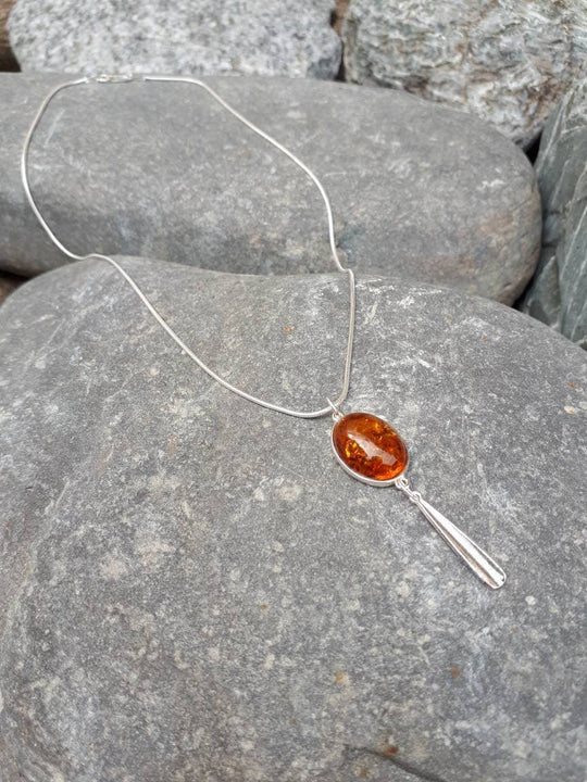 925 Sterling Silver Baltic Amber Tassel Necklace. - JOANNE MASSEY ARTISAN JEWELLERY