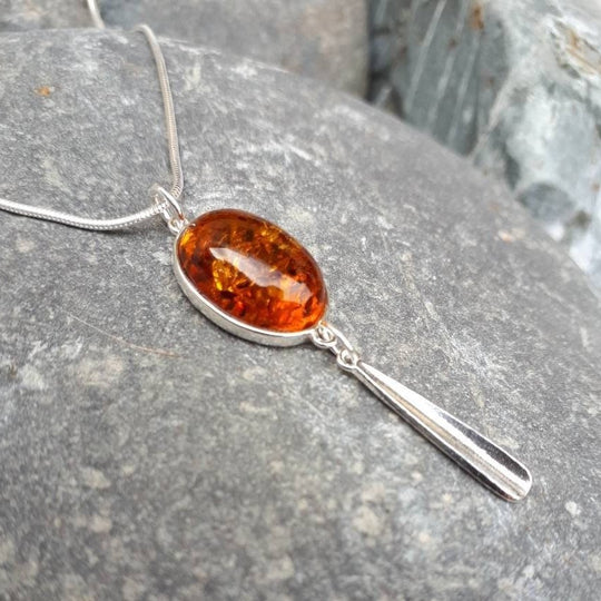 925 Sterling Silver Baltic Amber Tassel Necklace. - JOANNE MASSEY ARTISAN JEWELLERY