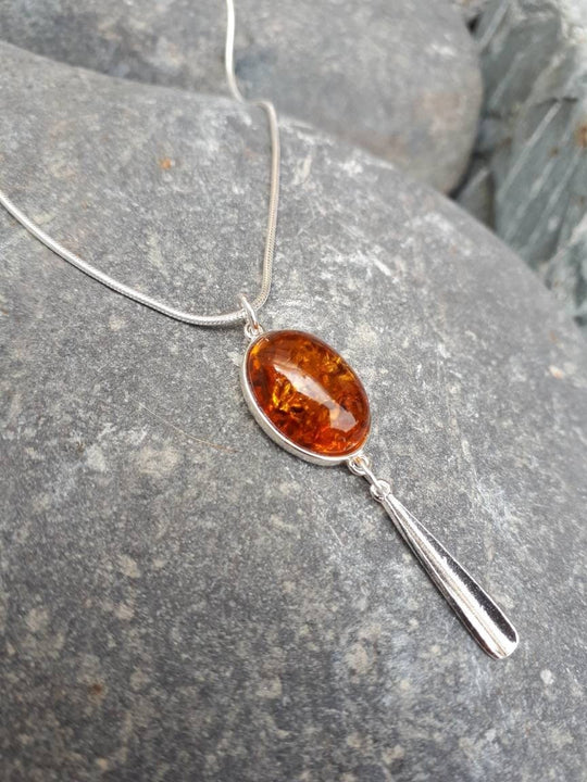 925 Sterling Silver Baltic Amber Tassel Necklace. - JOANNE MASSEY ARTISAN JEWELLERY