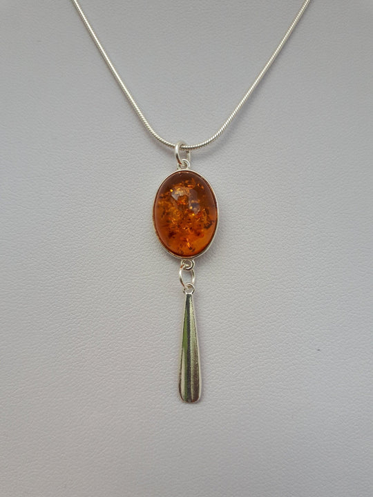 925 Sterling Silver Baltic Amber Tassel Necklace. - JOANNE MASSEY ARTISAN JEWELLERY