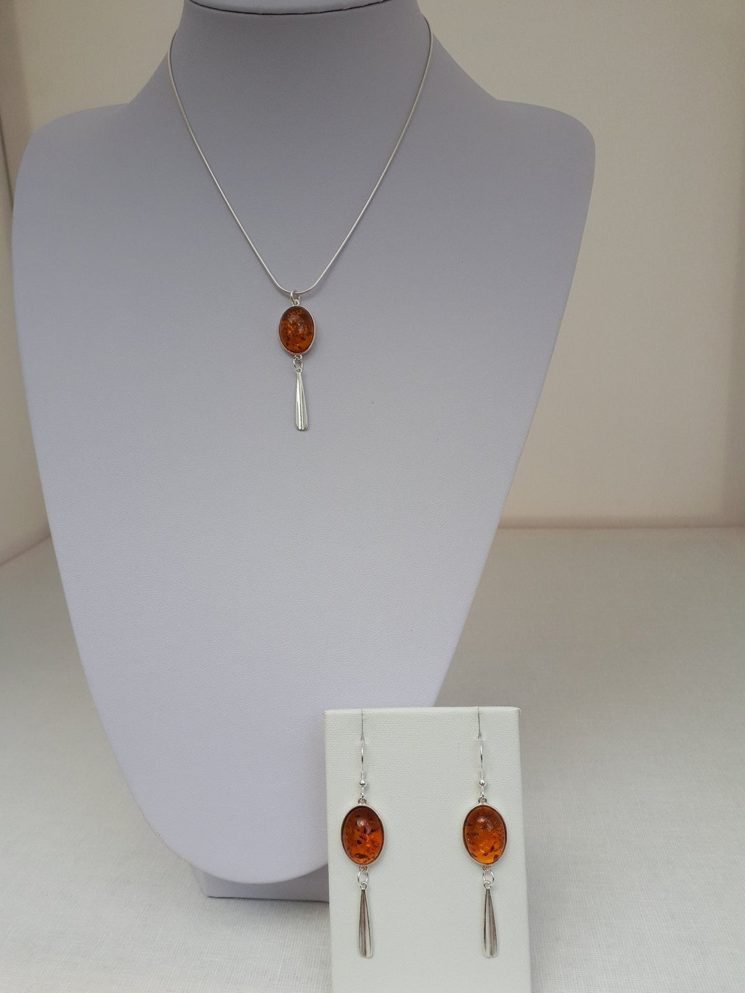 925 Sterling Silver Baltic Cognac Amber Oval Tassel Earrings. - JOANNE MASSEY ARTISAN JEWELLERY