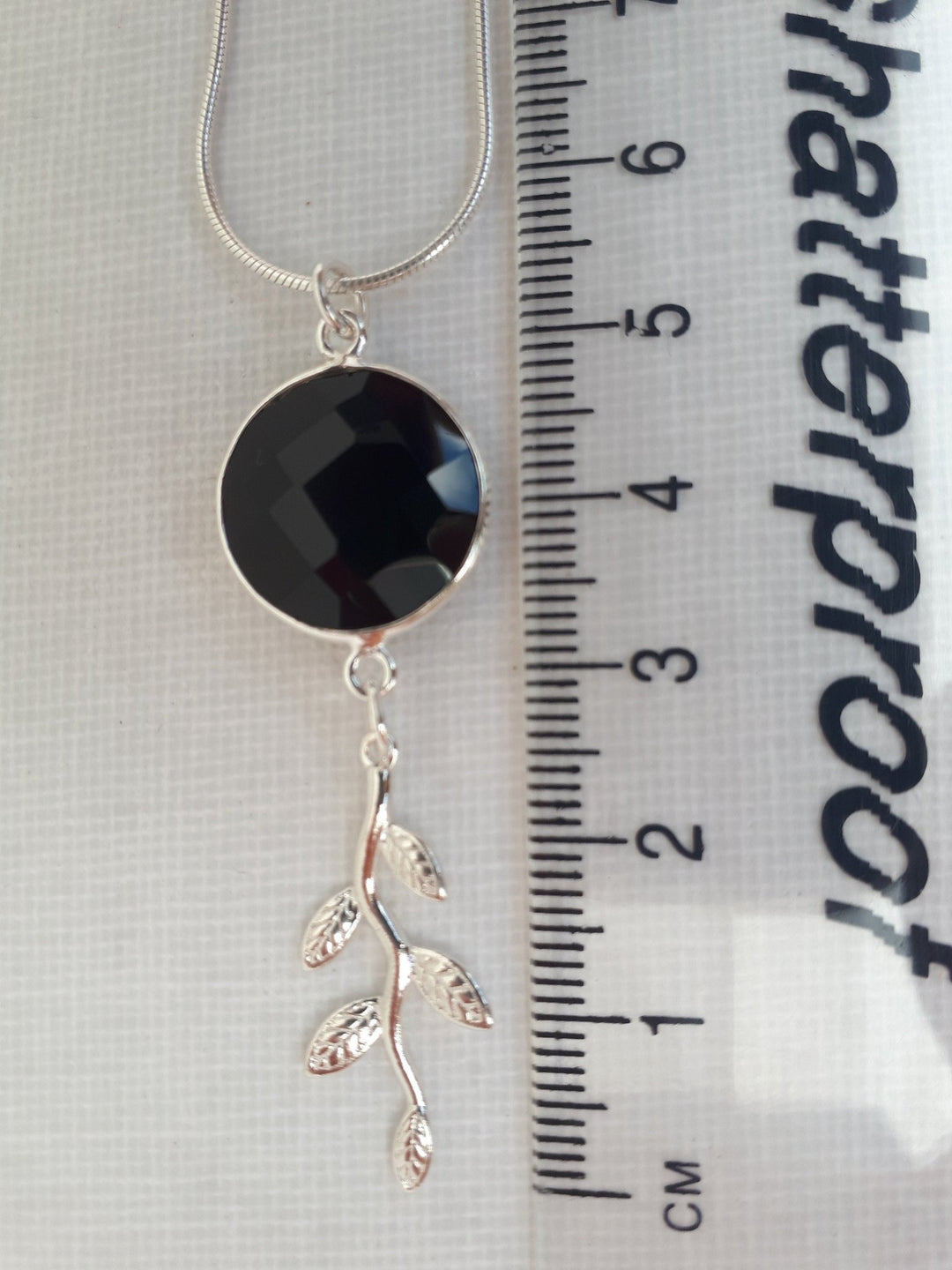 925 Sterling Silver Black Onyx & Leaf Necklace. - JOANNE MASSEY ARTISAN JEWELLERY