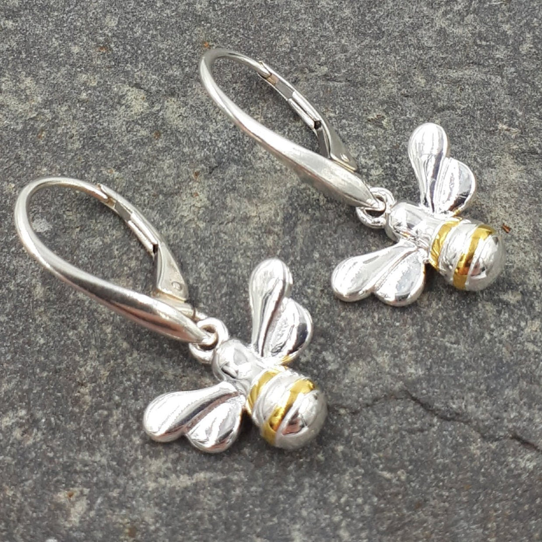 925 Sterling Silver Bumble Bee drop earrings - JOANNE MASSEY ARTISAN JEWELLERY