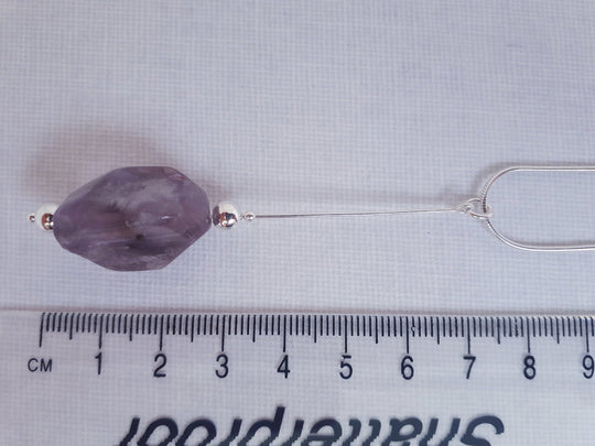 925 Sterling Silver Chunky Amethyst Nugget Long Drop Necklace. - JOANNE MASSEY ARTISAN JEWELLERY