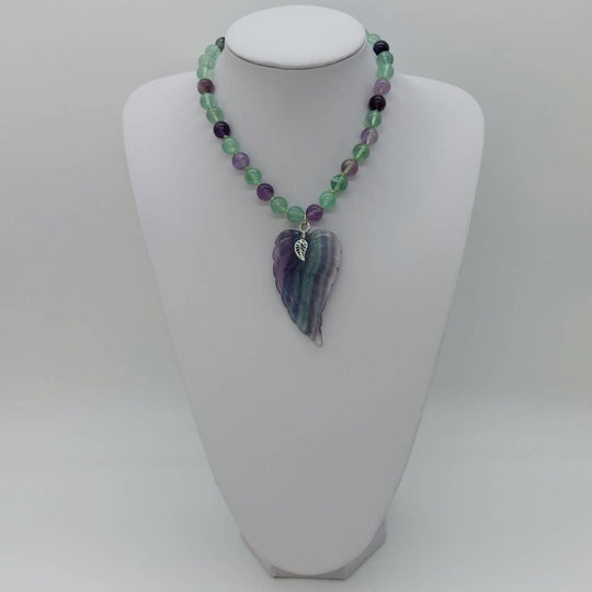 925 Sterling Silver Fluorite Statement Leaf Necklace. - JOANNE MASSEY ARTISAN JEWELLERY