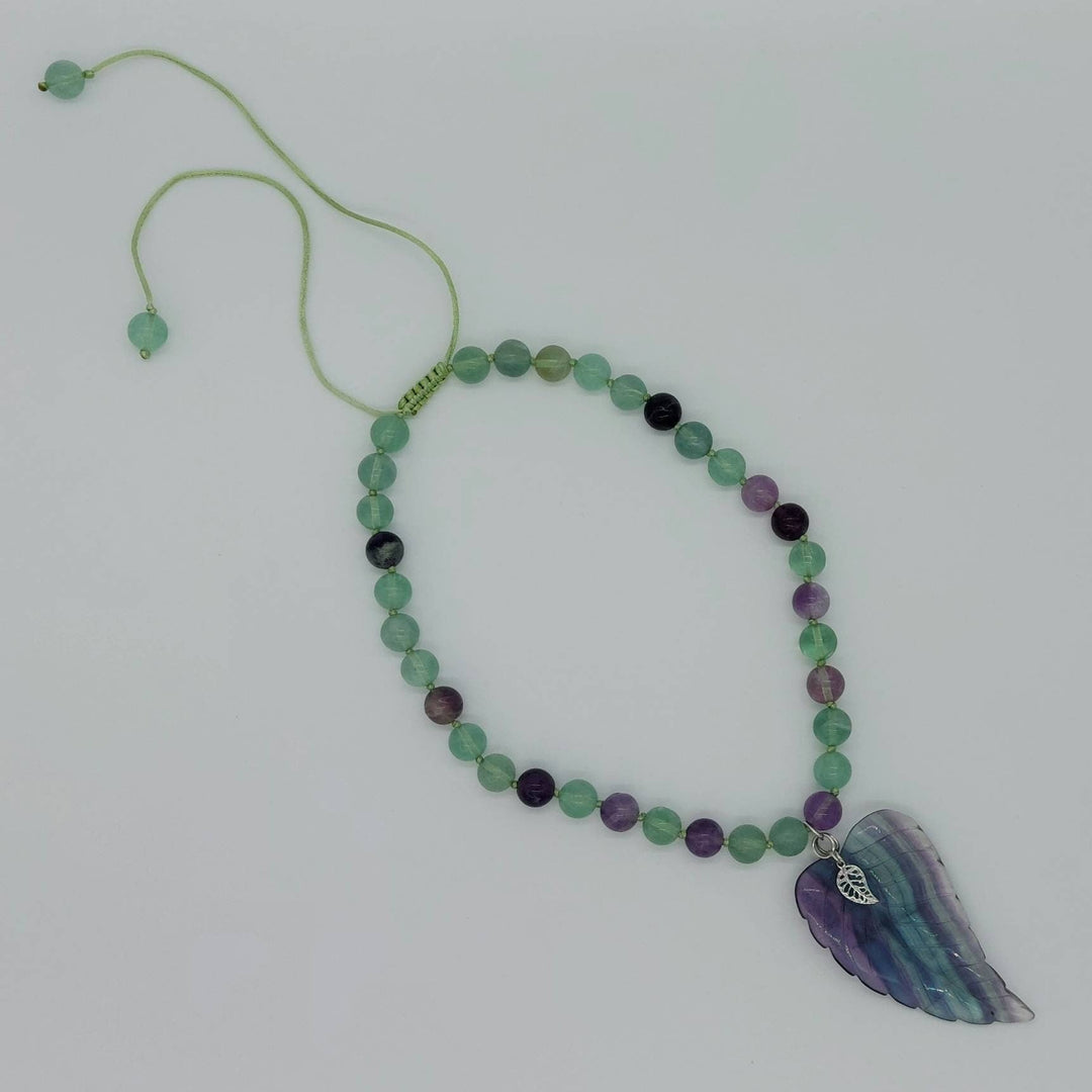 925 Sterling Silver Fluorite Statement Leaf Necklace. - JOANNE MASSEY ARTISAN JEWELLERY