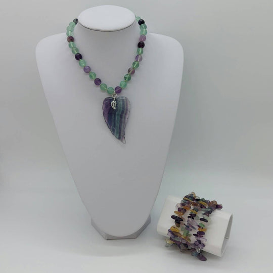 925 Sterling Silver Fluorite Statement Leaf Necklace. - JOANNE MASSEY ARTISAN JEWELLERY