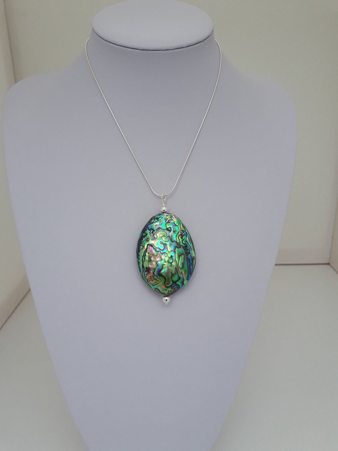 925 Sterling Silver Large Abalone Shell Statement Necklace. - JOANNE MASSEY ARTISAN JEWELLERY