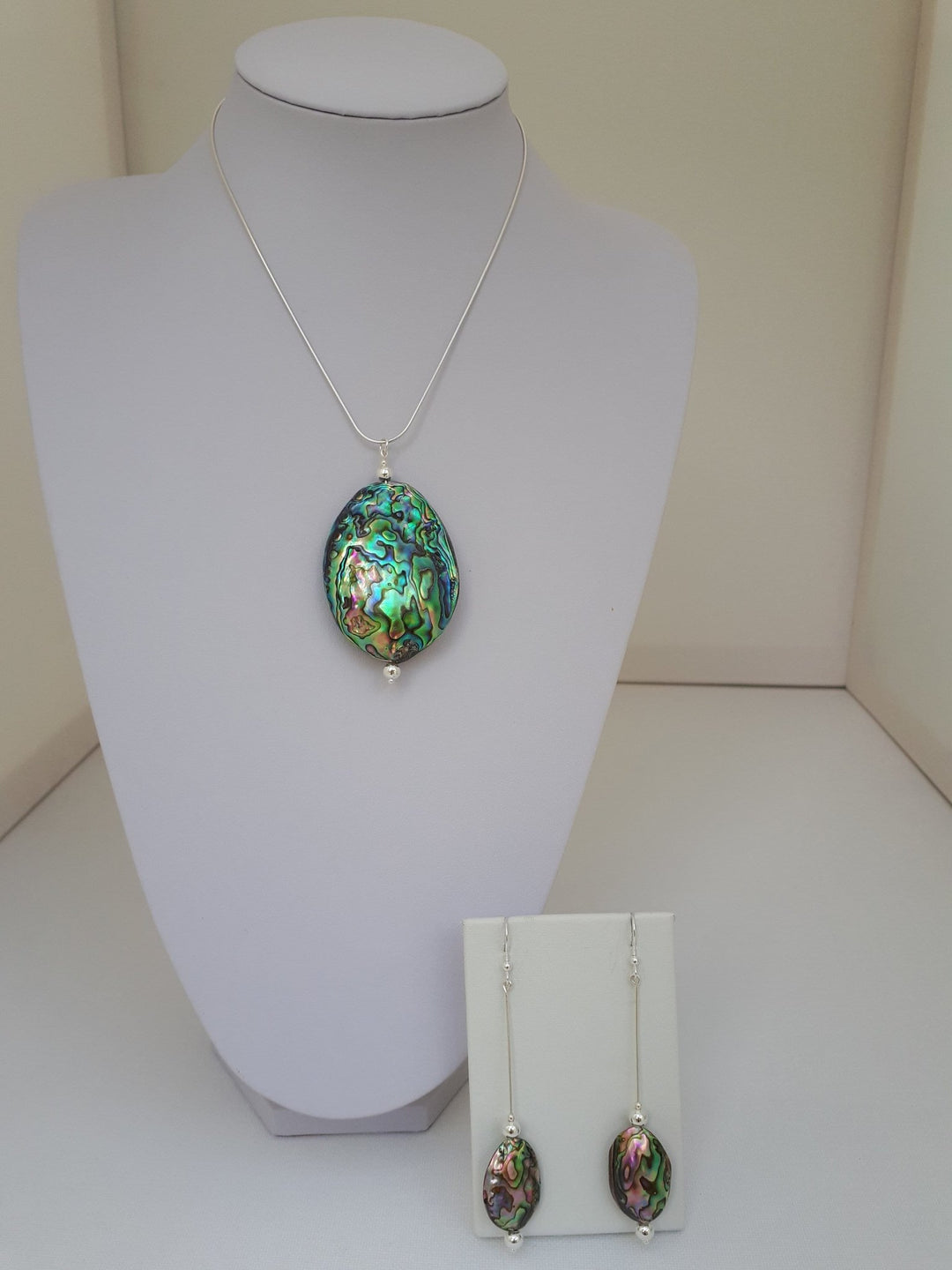 925 Sterling Silver Large Abalone Shell Statement Necklace. - JOANNE MASSEY ARTISAN JEWELLERY