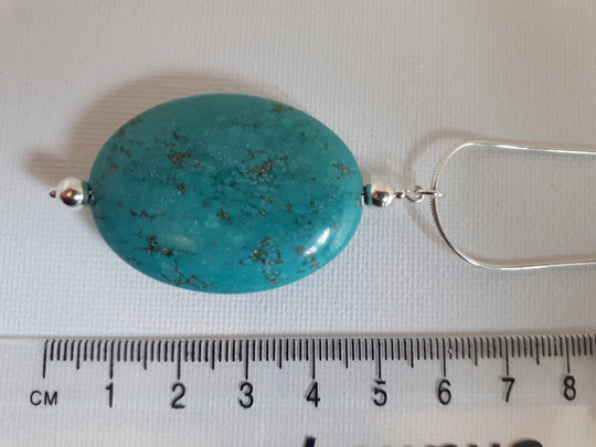 925 Sterling Silver Large Blue Magnesite Oval Necklace. - JOANNE MASSEY ARTISAN JEWELLERY