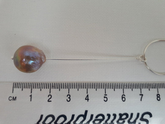 925 Sterling Silver Large Cultured Pearl Long Drop Pendant. - JOANNE MASSEY ARTISAN JEWELLERY