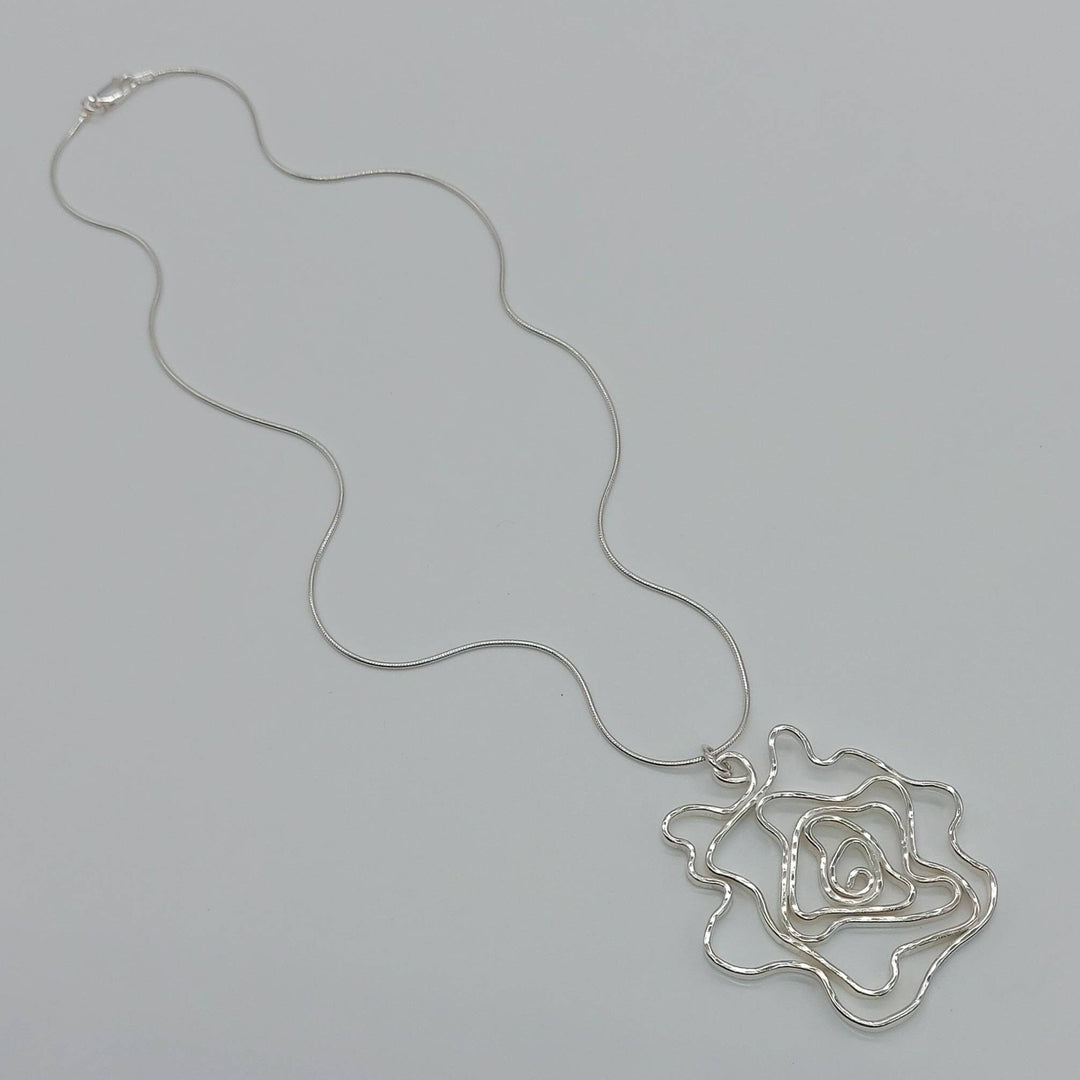 925 Sterling Silver large Statement Rose pendant Necklace, the perfect gift for a loved one, handmade jewellery