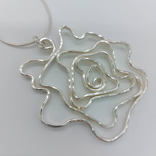 925 Sterling Silver large Statement Rose pendant Necklace, the perfect gift for a loved one, handmade jewellery