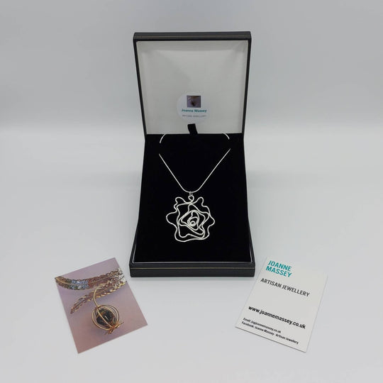 925 Sterling Silver large Statement Rose pendant Necklace, the perfect gift for a loved one, handmade jewellery