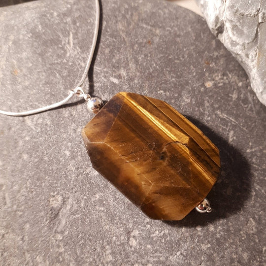 925 Sterling Silver Large Tigers Eye Statement Necklace - JOANNE MASSEY ARTISAN JEWELLERY