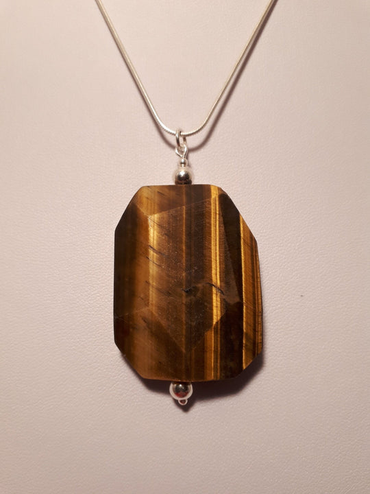 925 Sterling Silver Large Tigers Eye Statement Necklace - JOANNE MASSEY ARTISAN JEWELLERY