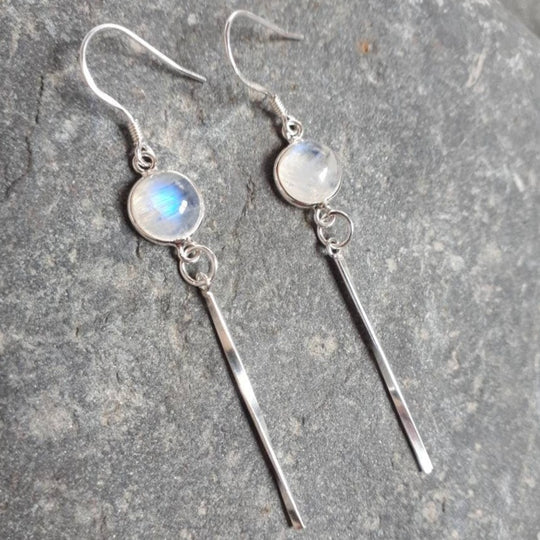 925 Sterling Silver Rainbow Moonstone Tassel Earrings. - JOANNE MASSEY ARTISAN JEWELLERY