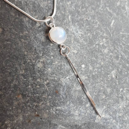 925 Sterling Silver Rainbow Moonstone Tassel Necklace. - JOANNE MASSEY ARTISAN JEWELLERY