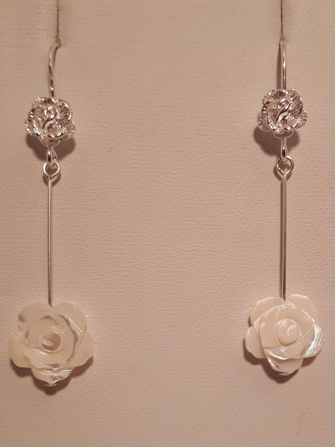 925 Sterling Silver Rose Carved Shell Earrings. - JOANNE MASSEY ARTISAN JEWELLERY