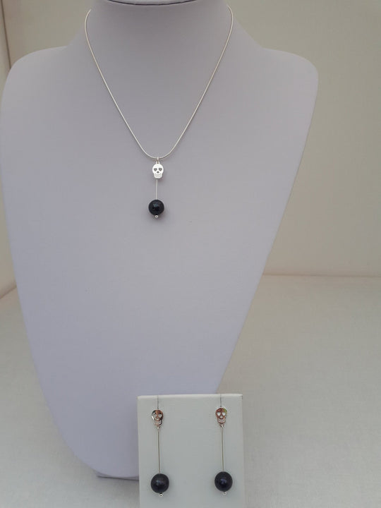 925 Sterling Silver Skull & Black Pearl Necklace. - JOANNE MASSEY ARTISAN JEWELLERY