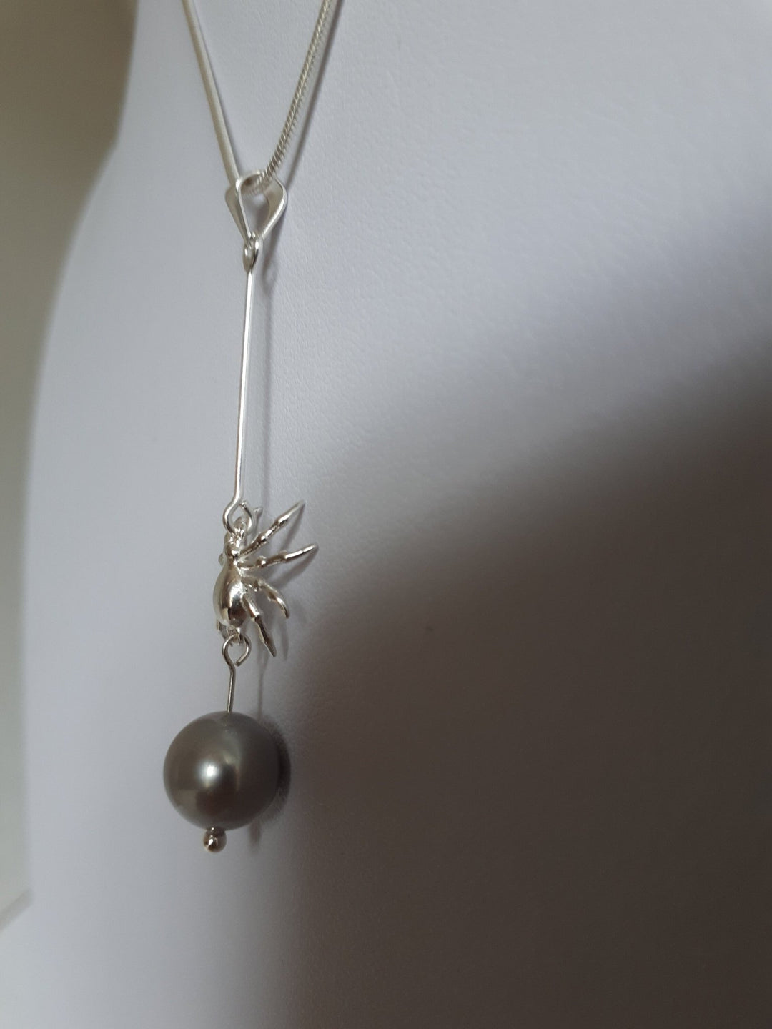 925 Sterling Silver Spider & Pearl Necklace. - JOANNE MASSEY ARTISAN JEWELLERY