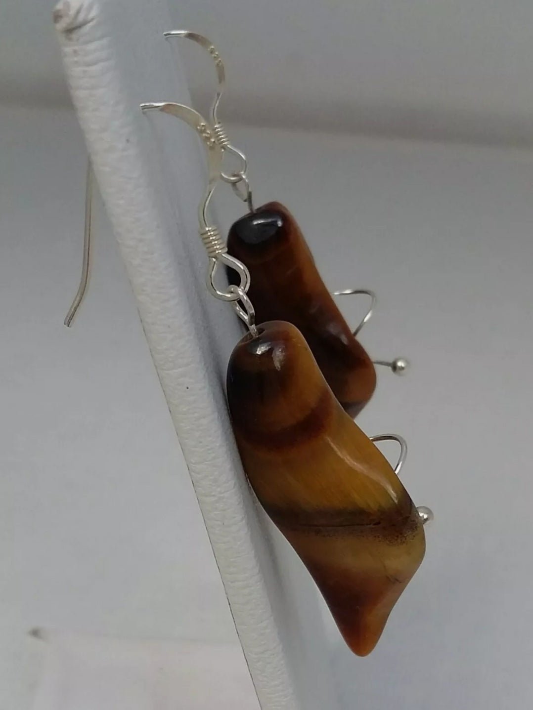 925 Sterling Silver Tigers Eye Calla Lily Earrings - JOANNE MASSEY ARTISAN JEWELLERY