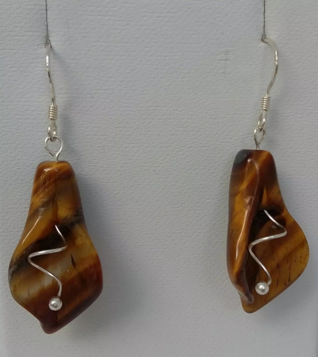 925 Sterling Silver Tigers Eye Calla Lily Earrings - JOANNE MASSEY ARTISAN JEWELLERY