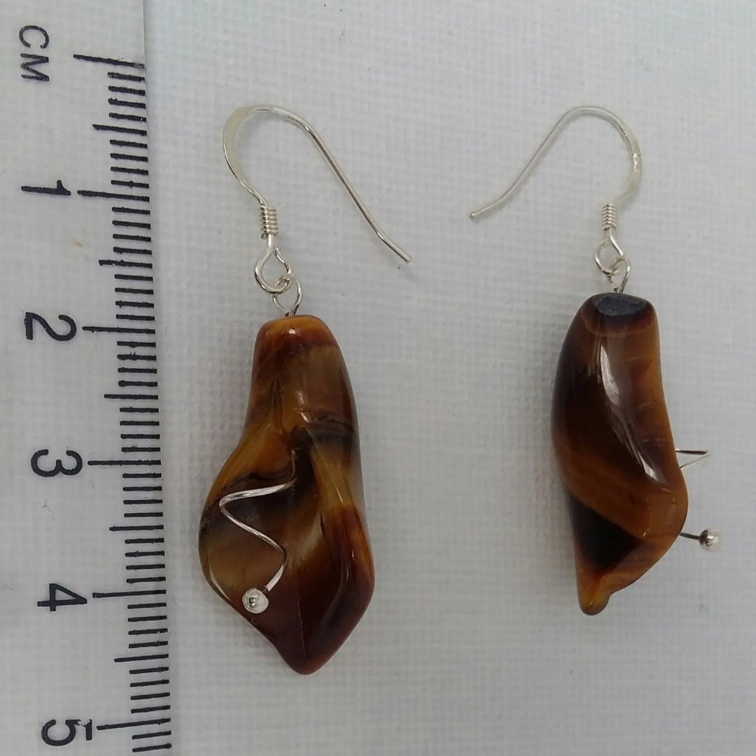 925 Sterling Silver Tigers Eye Calla Lily Earrings - JOANNE MASSEY ARTISAN JEWELLERY