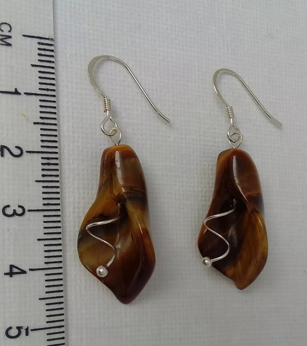 925 Sterling Silver Tigers Eye Calla Lily Earrings - JOANNE MASSEY ARTISAN JEWELLERY