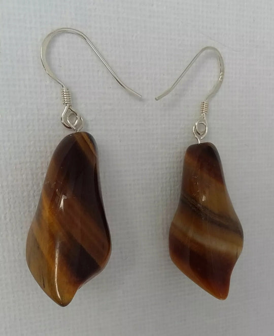 925 Sterling Silver Tigers Eye Calla Lily Earrings - JOANNE MASSEY ARTISAN JEWELLERY