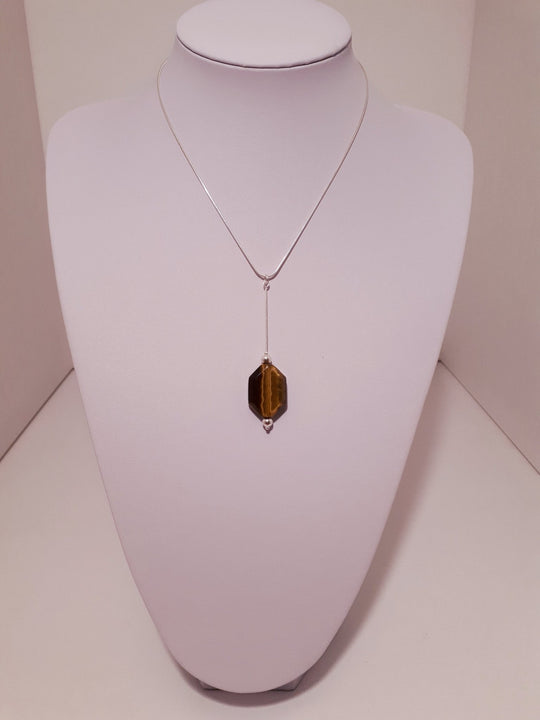 925 Sterling Silver Tigers Eye Long Drop Necklace. - JOANNE MASSEY ARTISAN JEWELLERY