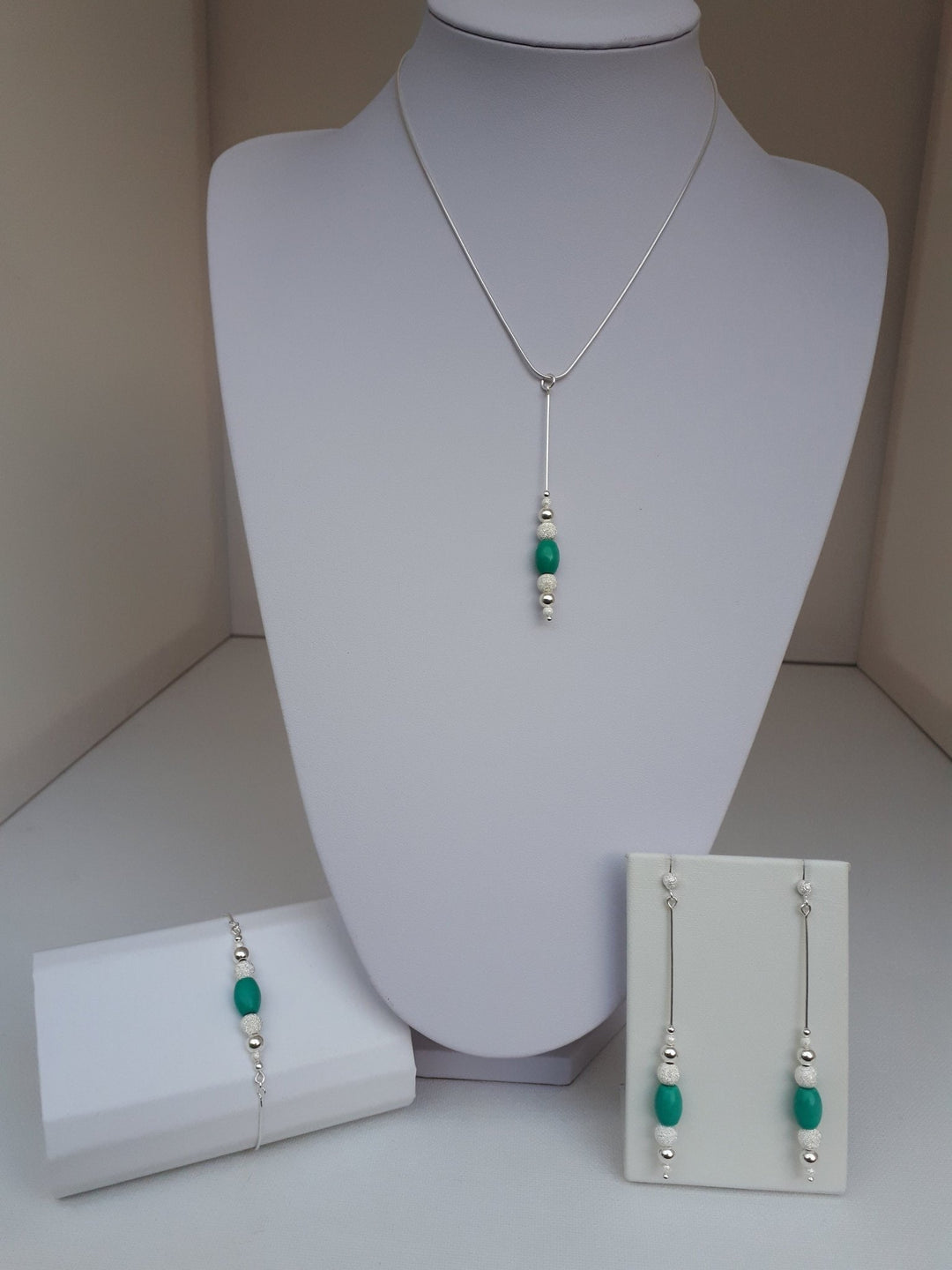 925 Sterling Silver Turquoise and Stardust Bead Necklace. - JOANNE MASSEY ARTISAN JEWELLERY