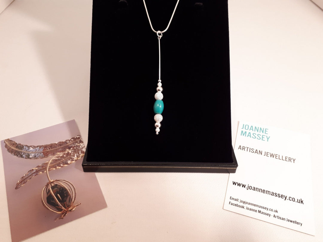 925 Sterling Silver Turquoise and Stardust Bead Necklace. - JOANNE MASSEY ARTISAN JEWELLERY