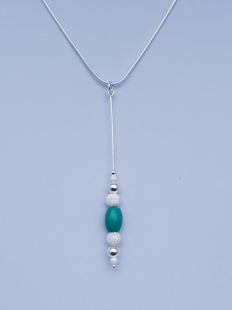 925 Sterling Silver Turquoise and Stardust Bead Necklace. - JOANNE MASSEY ARTISAN JEWELLERY