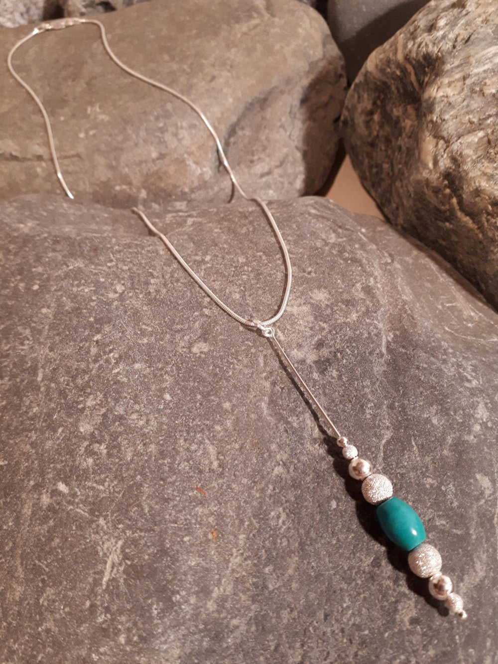 925 Sterling Silver Turquoise and Stardust Bead Necklace. - JOANNE MASSEY ARTISAN JEWELLERY