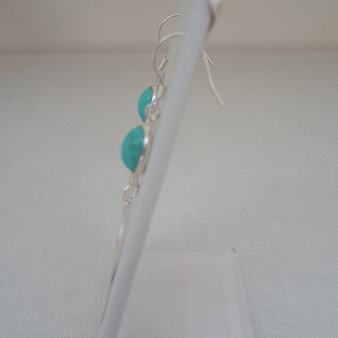 925 Sterling Silver Turquoise Oval Tassel Earrings. - JOANNE MASSEY ARTISAN JEWELLERY