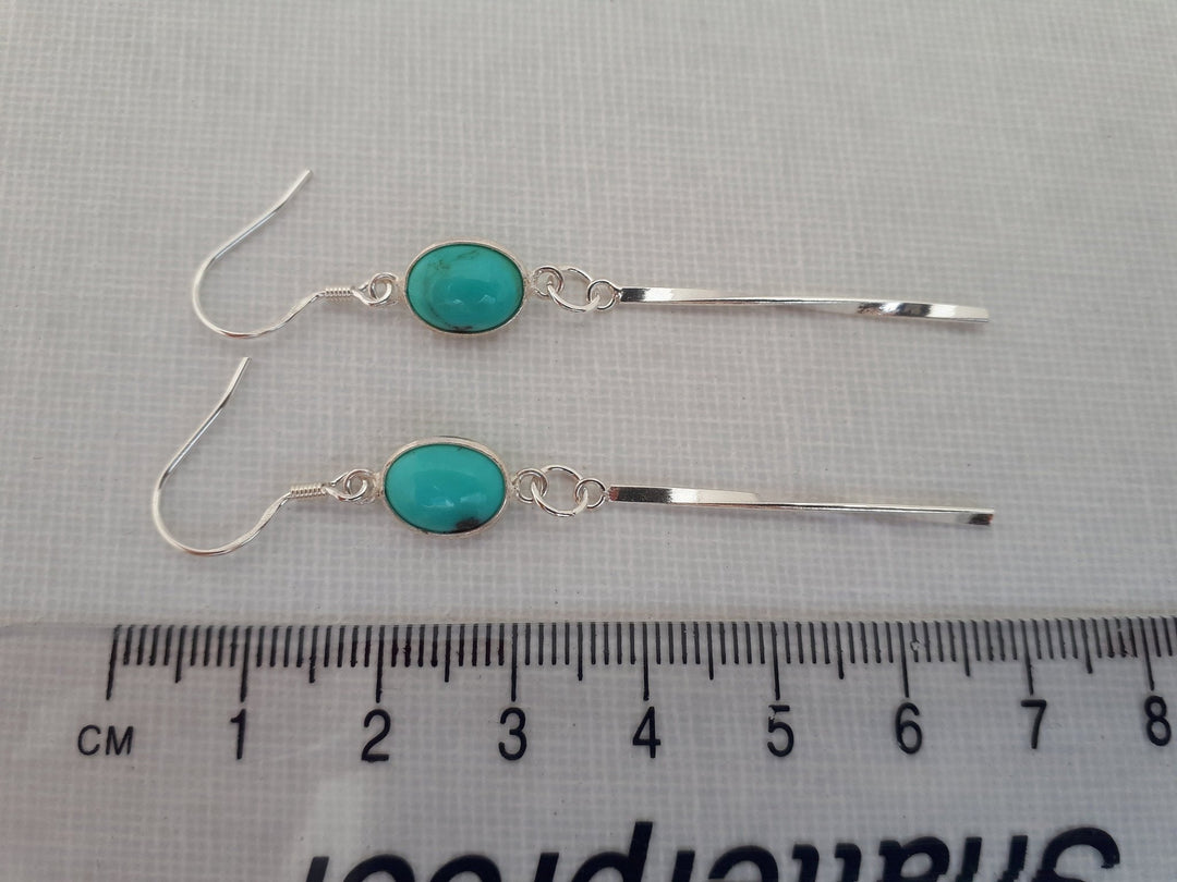 925 Sterling Silver Turquoise Oval Tassel Earrings. - JOANNE MASSEY ARTISAN JEWELLERY