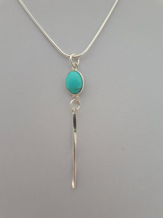 925 Sterling Silver Turquoise Oval Tassel Necklace. - JOANNE MASSEY ARTISAN JEWELLERY