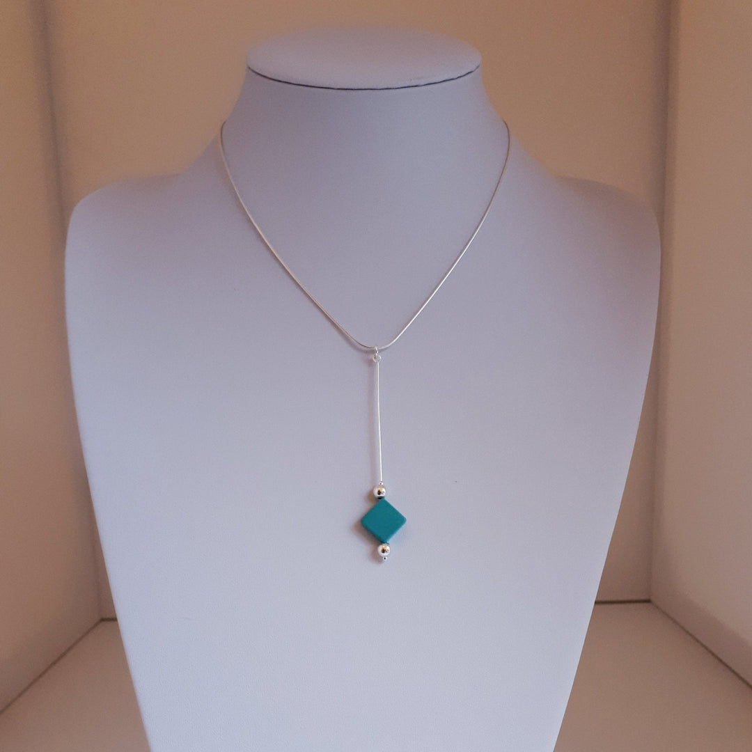 925 Sterling Silver Turquoise Square Necklace - JOANNE MASSEY ARTISAN JEWELLERY