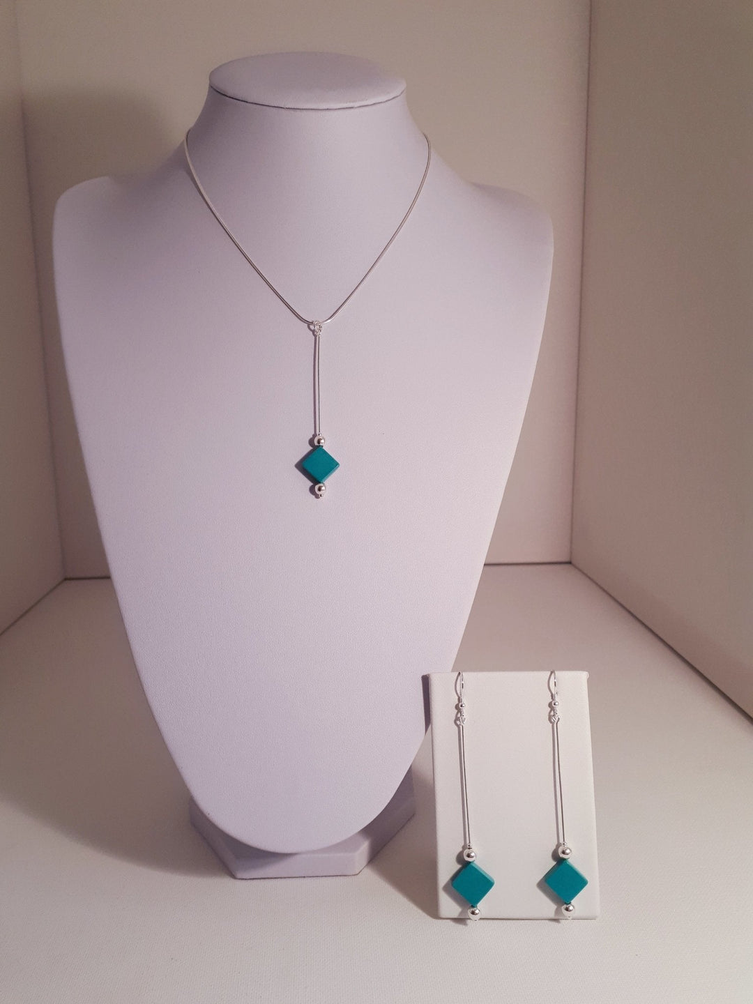 925 Sterling Silver Turquoise Square Necklace - JOANNE MASSEY ARTISAN JEWELLERY