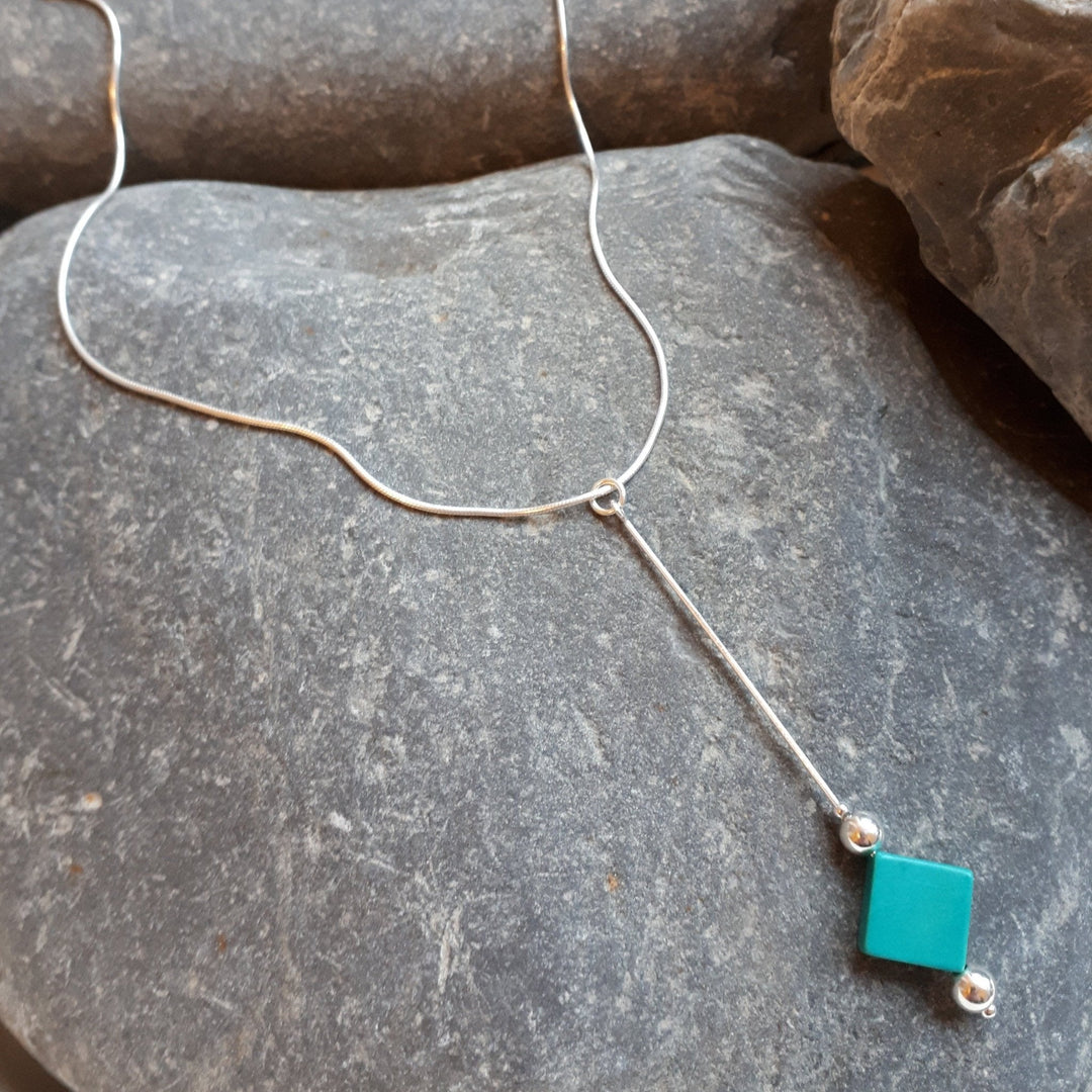 925 Sterling Silver Turquoise Square Necklace - JOANNE MASSEY ARTISAN JEWELLERY