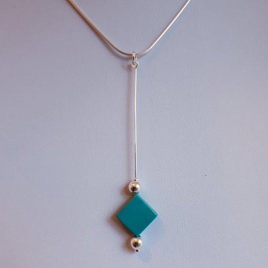 925 Sterling Silver Turquoise Square Necklace - JOANNE MASSEY ARTISAN JEWELLERY