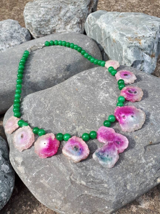 925 Sterling Silver Watermelon Solar Quartz Statement Necklace - JOANNE MASSEY ARTISAN JEWELLERY