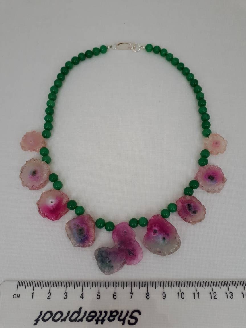 925 Sterling Silver Watermelon Solar Quartz Statement Necklace - JOANNE MASSEY ARTISAN JEWELLERY