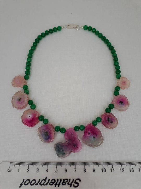 925 Sterling Silver Watermelon Solar Quartz Statement Necklace - JOANNE MASSEY ARTISAN JEWELLERY